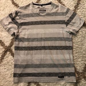 Multi Colored Gray Short Sleeved V-Neck